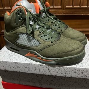 Jordan 5 Retro Green and Orange Men's Shoes